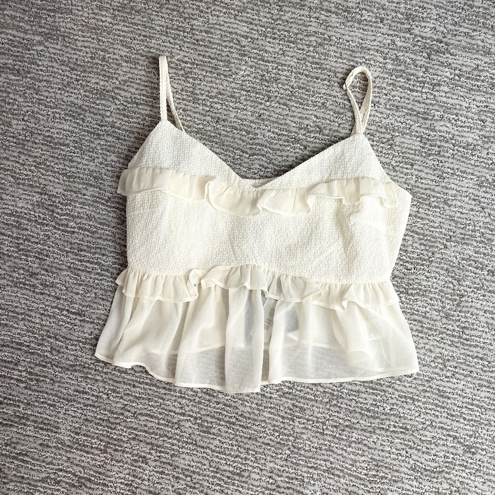 Le Lis Ivory Ruffles Crop Top